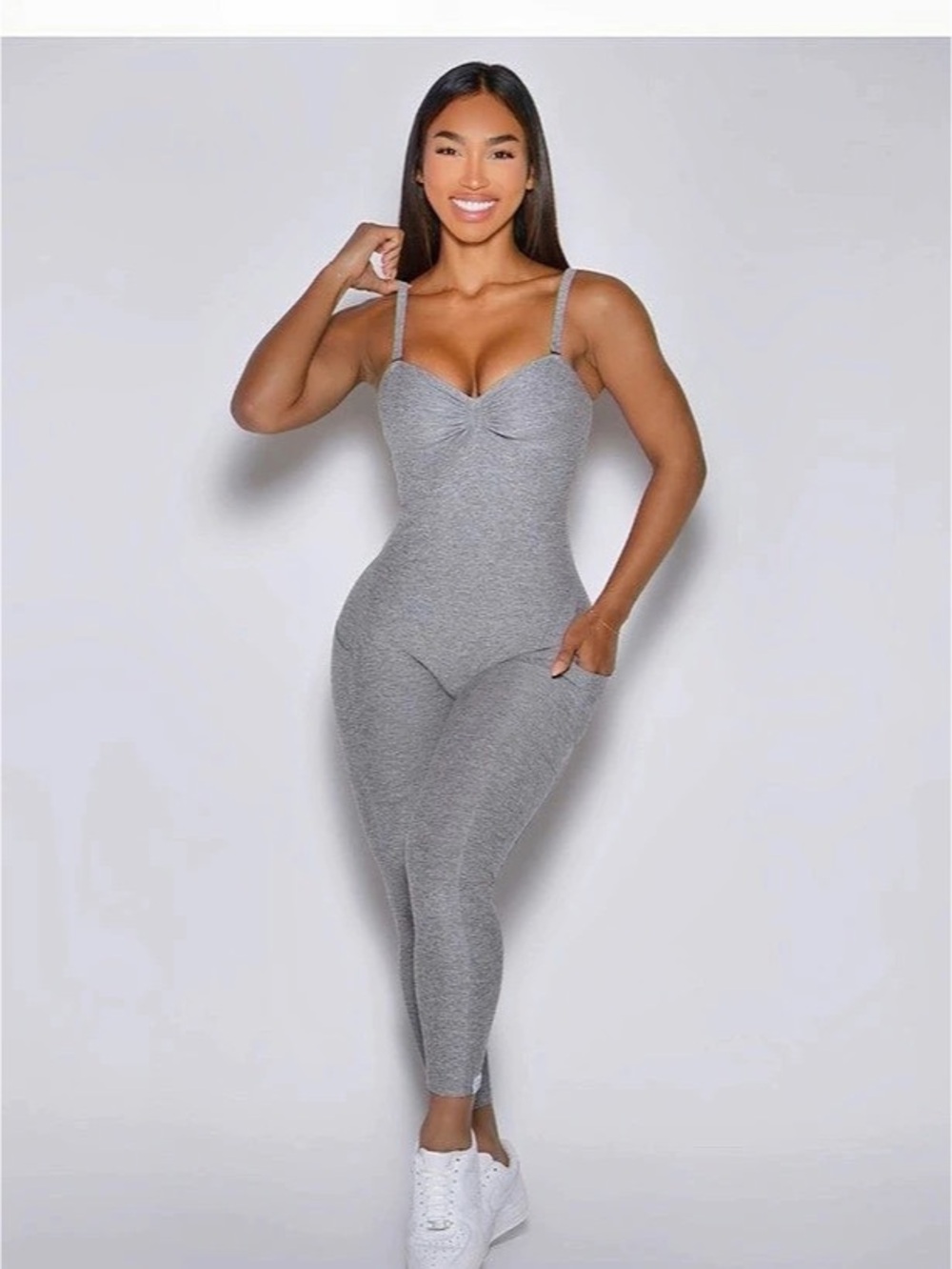 Bombshell Sportswear Flawless Form Bodysuit Gray